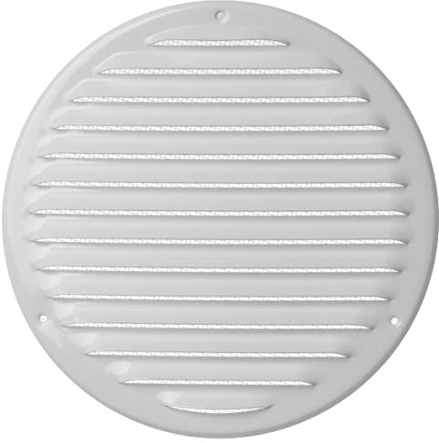 Ø 200mm Bianco Rotonda Griglia di Ventilazione in Metallo - Griglie D'Aerazione con Rete Anti Insetti