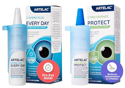 Artelac Eye Drops Multipack, Every Day x1 Protect x1, Every Day Eye Drops for Dry Eyes Treatment and Allergy Eye Drops, Protect, Protection Against Allergens, Both Contact Lens Friendly