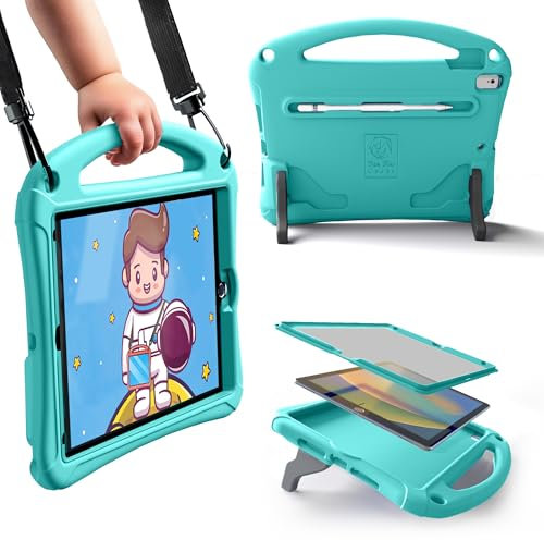 Bam Bino Space Suit Funda para iPad 10.2, 9ª Generación, 7ª, 8ª, Air 3ª Generación | Carcasa Infantil Protector Pantalla, Correa, Soporte Lápiz, Eco-Embalaje