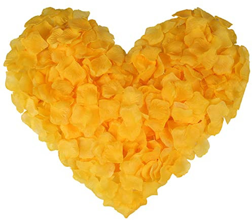 Henzxi Lot de 1000 pétales de rose artificielles pour nuit romantique, mariage, événement, fête, Saint-Valentin (1000 pièces, jaune roi)