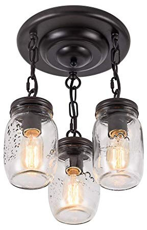 Chandeliers Mason Jar Light 3 Light Fixture Retro Industrial Loft Hallway Ceiling Light Farmhouse Pendant Lighting Kitchen Light Flush Mount Glass