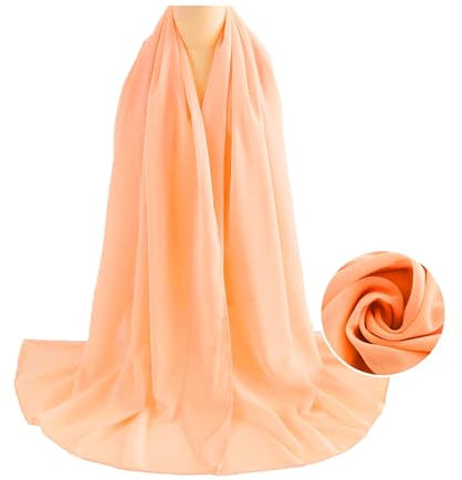 WANSSY® moderner Chiffonschal lang Schal Stola Tuch für Hochzeit Abendkleid in verschiedenen Farben Größe XXL (Apricot)