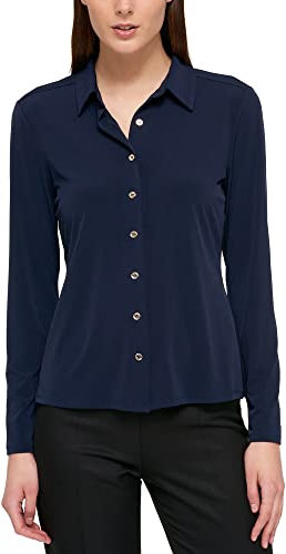 Tommy Hilfiger Women's Long Sleeve Collared Button Front Top Blouse, Midnight, S
