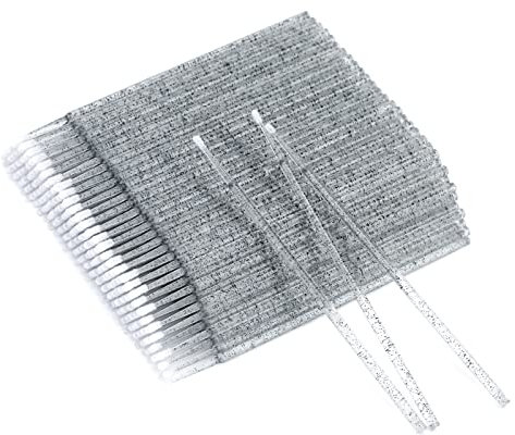 G2PLUS 200 Stück Einweg Microbürsten Wimpernbuerste für Wimpernverlängerung - Kristall Schwarz