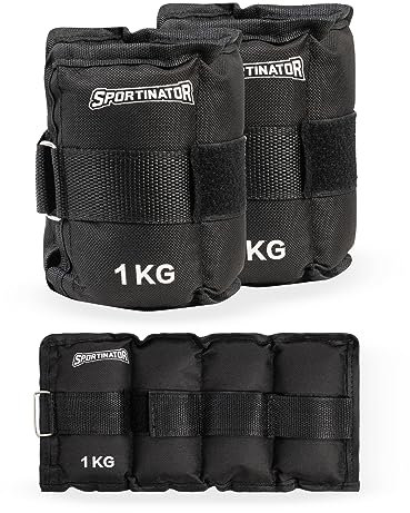 SPORTINATOR® Arm- & Bein-Gewichtsmanschetten Handgelenk-, verstellbare Klettverschluss Knöchelgewichte Trainingsgewichte Set 2 Stück 2 * 0,5/1/2/4 kg Ankle Weights für Damen, Herren (2 * 1 kg)