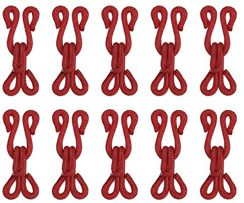 sourcing map Ganchos y Ojales para Coser 12uds - Ganchos de Costura Cubiertos de Poliéster y Cierre de Ojos para Ropa, Sujetador, Falda, Costura Artesanal DIY (Vino Rojo, 27mm Longitud)