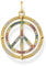 Thomas Sabo Damen Ketten Anhänger Peace, mit mehreren bunten Zirkoniasteinen, 925er Sterlingsilber geschwärzt und 750er Vergoldung, Maße: 37 x 28 mm, PE941-996-7