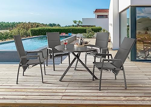 Destiny Sitzgruppe Costa Barletta 4 Hochlehner+1 Tisch Ø110x76cm, anthrazit