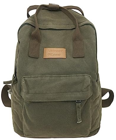 TIAASTAP Canvas Backpack for Men Women Vintage Backpack Casual Laptop Rucksack Lightweight Travel Daypack for School Work Outdoor Daily Use (Retro Green)