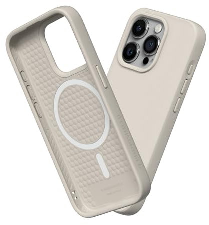RhinoShield Case kompatibel mit [iPhone 15 Pro Max] | SolidSuit - MagSafe-kompatibel -Stoßdämpfende & schlanke Schutzhülle mit Premium Finish - 3.5 Meter Fallschutz - Sandbeige