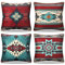 Cheekywares 4er Set Kissenbezug 40 x 40 cm Ethno Boho Geometrisch Kissenbezüge Leinen Tribal Azteken Retro Kissenhülle Dekokissen Sofakissen Dekorativ Kissenbezug für Sofa Bett Terrasse Balkon Garten