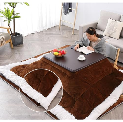 4PCS Set Japanese Heated Table, Kotatsu Heizung, Kotatsu Futon Schmusetuch, 100% Polyester-Stoffmaterial, Home Living, Hängende Heizung unter Büro-Tisch, Couchtisch Computer Schreibtischheizung ( Size