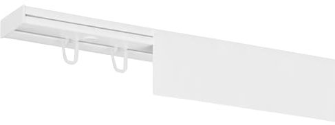 RENA Vorhangschiene 1-Läufig Gardinenschiene aus Kunststoff Vorhang-Deckenschiene mit Abdeckung und Überklipshaken Gardinenleiste Gardinenstange Gardinen Vorhänge für Deckenmontage Weiß 230cm