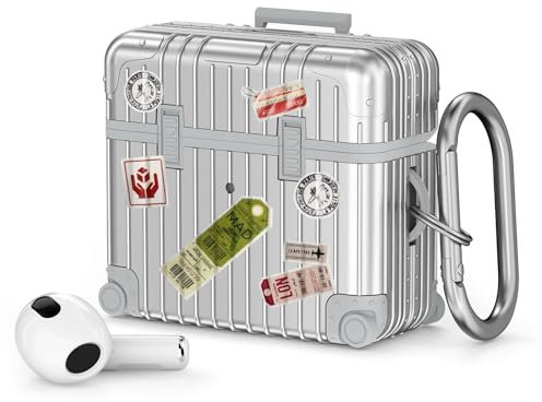 VISOOM Kompatibel mit Airpods 3 Hülle Niedlich Weiches TPU Airpods 3 Generation Case, Upgrade Stoßfeste Schutzhülle mit Karabiner [Kabelloses Laden]-Silber