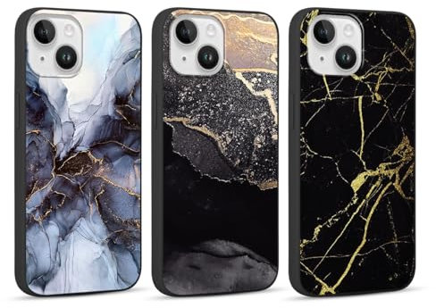 Foonary 3 Stück Hülle für Apple iPhone 14/iPhone 13 6,1, Handyhülle mit Aesthetic Muster Motiv Design Slim Case, Ultra Dünn Weiches Silikon Stoßfest Kratzfest Bumper Schutzhülle Cover, Marmor 02