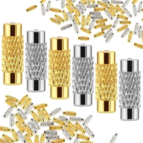 Teaaha 60 Stk. Armband Verschlüsse - Messing Schraube Kettenverschlüsse, Weiß & Gold Optik für Schmuckherstellung, Armbänder Kettenverschluss Zubehör