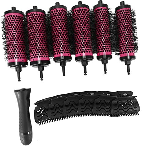 Luntfeiy 6 Teile/Satz 3 Größen Abnehmbarer Locken Wickler Pinsel mit Positionierungs Klammern Aluminium Keramik Locken Wickler Kamm Friseur