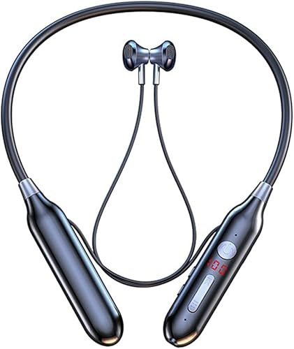 Wireless Bluetooth Neckband Headphones, Magnetic In-Ear Sport Earbuds with Battery Level Display, Support TF Card, Soft Wireless Stereo Earphones for Running Fitness, 100H Playtime