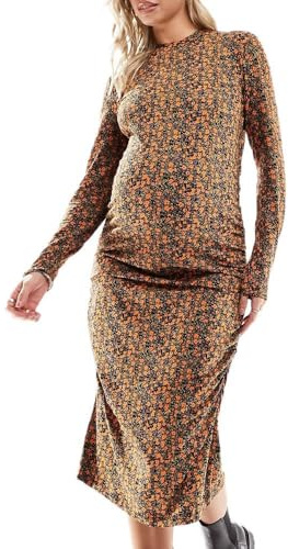 Mamalicious Kleid Orange/Schwarz Damen Laura