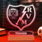 Transparent Gift Lámpara Personalizada Equipos Fútbol. Regalos Originales Cumpleaños Infantiles. Regalos para Hombres, Día del Padre. Diseño Escudo Rayo Vallecano de Metacrilato y Madera. Luz LED
