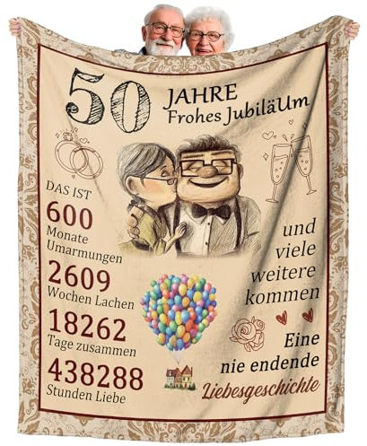 Einanmut Goldene Hochzeit, Goldene Hochzeit Geschenke, Goldene Hochzeit Deko, 50. Hochzeitstag, 50 Hochzeitstag Geschenkideen - Decke