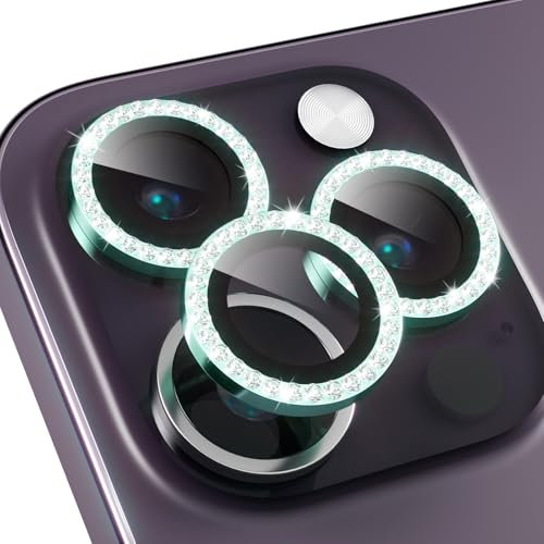 CasurvivePro Compatibile con iPhone 11 Pro/iPhone 11 Pro Max/iPhone 12 Pro Diamond Encrusted Telefono Protezione dell'obiettivo, Anti Graffio No Bubble HD Vetro Metallo Temperato Fotocamera Schermo