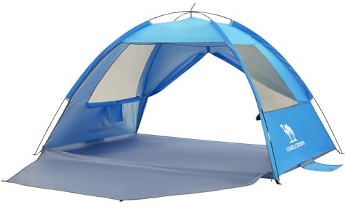 Camel Crown Campingzelt für 3/6 Personen, wasserdicht, Winddicht, einfacher Aufbau, silberbeschichtetes Gewebe mit UPF Sonnenschutz, tragbares Familienzelt mit 2 Netzfenstern und 2 Türen für
