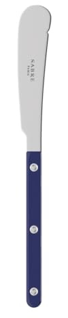 SABRE PARIS - Buttermesser 20cm - Bistrot - Rundes Messer Für Butter, Honig, Marmelade - Edelstahl & Nylon - Spülmaschinenfest - Marineblau