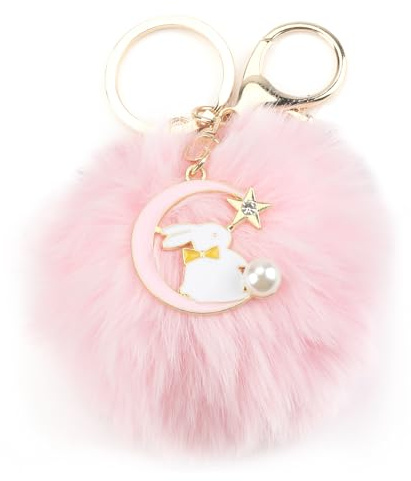 Mignon Porte-Clefs En Forme De Lapin Rose Avec Pompon, cadeau D’Anniversaire Pour Femme, Idée Cadeau Pour Jeune Fille, Pour Maman