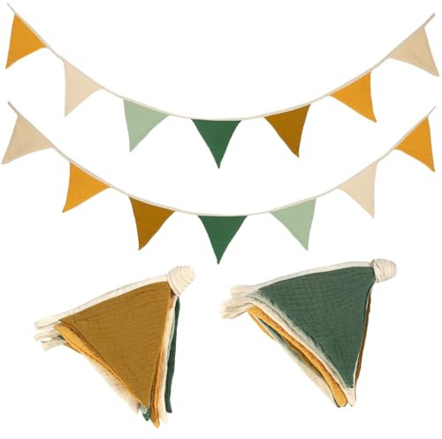 GENHH 2 Stück Wimpelkette Kinderzimmer 2.6M Stoff Wimpelkette Wimpel Girlande Bunt Girlande Kinderzimmer Deko zum Aufhängen für Geburtstag Innen- und Außendekoration