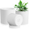 Homeuouz 3 Pack Plastic Plant Pots,15/12.5/10CM,Flower Pot Large Plant Pots Indoor Outdoor Plastic Plant Pot with Drainage Holes and Tray for House Plant Flower(White)
