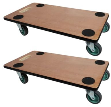 PROREGAL 2er Sparset Profi Transportroller mit 4 Rollen | HxBxT 11,5x30x60 cm | Traglast 200kg | Sperrholzplatte | Braun | 2 Stück | Möbelroller Rollbrett Transporthilfe Rollwagen Roller