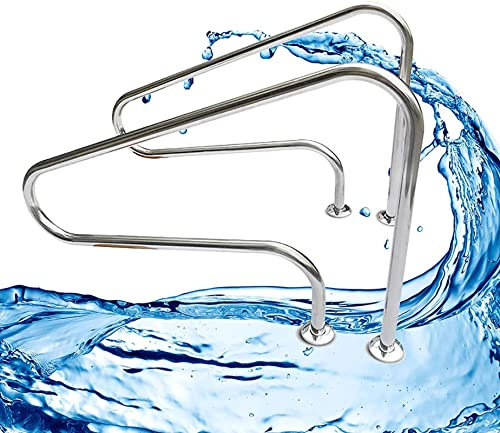 XPSDEPO Corrimano per Piscina Corrimano 2 Pezzi, corrimano di Sicurezza per Piscina in Acciaio Inossidabile 304 di Alta qualità per Ingresso Piscina interrata - Facile da Montare