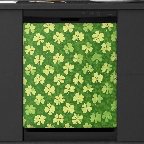 Mexpekil Cubierta magnética para lavavajillas, diseño de trébol verde, hojas de la suerte, 21 x 26 pulgadas, impermeable, decorativa, para lavavajillas, para electrodomésticos de cocina