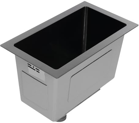 Fregadero estrecho de 38 x 21 x 21 cm, color negro, rectangular, con desagüe incluido, válvula de cesta, lavabo para cocina