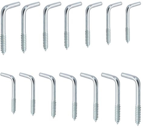 Ctyjia 14 Pezzi Ganci a Vite, 7 Misure Viti a Gancio a L, Gancio a Forma di L, viti ad Angolo Retto in Acciaio al Carbonio, per Appendere Oggetti