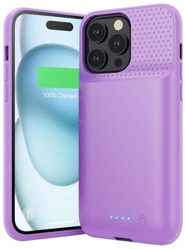 Battery Case for iPhone 15 Pro Max, [2025 Upgraded] 8600mAh Portable Charger Case Anti-Fall Protection Rechargeable Extended Charger Cover for iPhone 15 Pro Max Battery Charging Casw(6.7inch)
