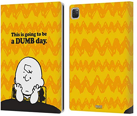 Head Case Designs Licenza Ufficiale Peanuts Giorno Stupido Charlie Brown Custodia Portafoglio in Pelle Compatibile con Apple iPad PRO 12.9 2020/2021/2022