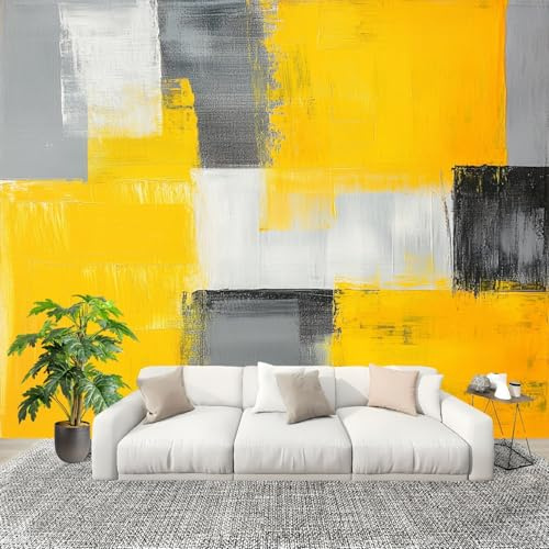 Wallpaper Gray and Yellow Abstract Painting Mural Photo Kids Bedroom Home Poster Decoration Wallpaper Modern Design 3D Effect for Living Room Ceilings Kitchen 300x210 cm