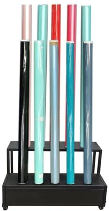 XTGDIEM Commercial Vinyl Roll Storage Cart, Floor-Moving Round Core Media Stand For Window Film, Wallpaper, And Curtains(75x48x53cm)