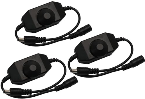 BokWin Lot de 3 interrupteurs variateurs d'intensité pour bande LED, DC12 V-24 V PWM, contrôleur rotatif en continu pour guirlandes lumineuses LED, lumières de Noël, noir