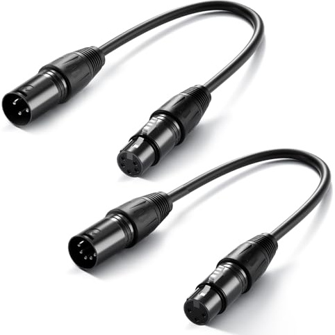 NEEWER Câble Adaptateur Audio XLR 3 Broches Mâle vers XLR 5 Broches Femelle et 3 Broches Femelle vers 5 Broches Mâle,30cm(1ft),Pack de 2,pour Micro,éclairage Scène DMX & Table de Mixage,MS028