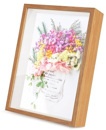 3D Bilderrahmen zum Befüllen, Bilderrahmen Tief(23×32cm/Braun) | 3D Objektrahmen Tiefer mit Transparente Acrylplatte für Foto Medaillen Geschenke Trockenblumen Vitrine Rahmen