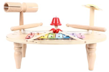 Yctze Ensemble de Batterie en Bois Tout en 1 pour Enfants, Instruments de Musique, Jouet éducatif à Percussion, Ensemble de Batterie de Construction Durable avec Assemblage Facile, Idéal pour Les
