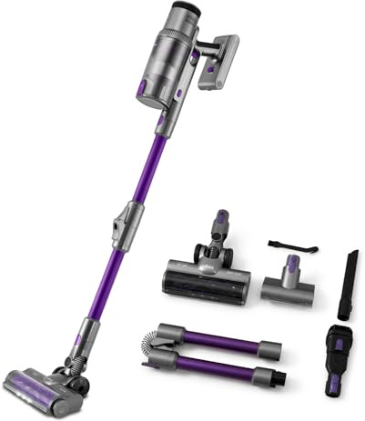 Ufesa UV Light Aspirador Escoba sin Cable, Motor Digital Brushless, 500W, 55min, 26000Pa Succión, Sistema Multiciclónico, Mini Turbo Brush con luz UV, Elimina Ácaros y Bacterias, Pantalla Digital