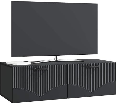 vidaXL Wandmontierter TV-Schrank Schwarz 98 x 41 x 30 cm Holzwerkstoff, Moderner Wohnbereich, Rechteckiger Wandschrank, Viel Stauraum, Schlichtes Design für die Haushaltsorganisation
