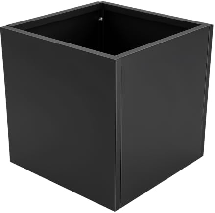 Fioriera da 60 x 60 x 60 cm, in acciaio, quadrata, colore nero