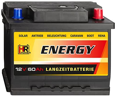 HR-ENERGY Batterie 12V 60Ah | High-Performance Langzeitbatterie für Solar, Caravan, Boot, Hobby & Freizeit