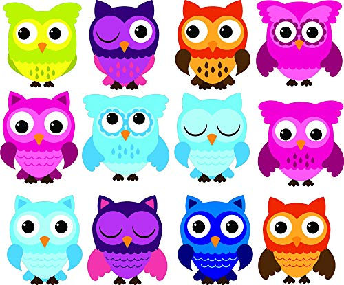 Kleberio Aufkleber wetterfest 12 Eulen je 4 x 5 cm (1 Sticker je Motiv) Auto Motorrad Carravan