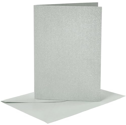 Cards and Envelopes, card size 10,5x15 cm, envelope size 11,5x16,5 cm, silver, mother of pearl, 4sets
